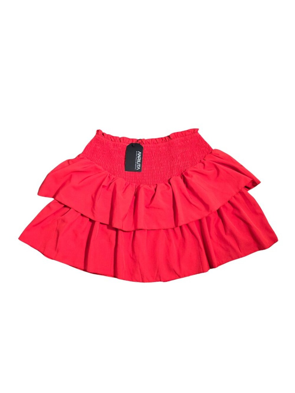 NWT | Cherry Red Tiered Ruffle Skort Smocked Waist Active Shorts | Medium